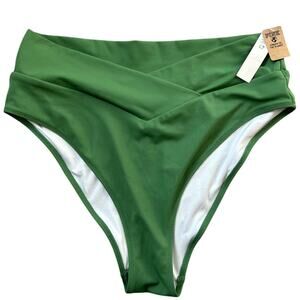 NWT Victoria’s Secret Pink Green High Waist Cross Front Bikini Bottoms Size XL